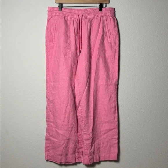 Athleta Retreat Linen High Rise Wide Leg Pant Bright Pink S/851038 - Picture 1 of 4
